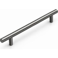 Nacario (1 Adet) Titanyum Renk 128 mm 12,8 cm Metal Mobilya Mutfak Dolap Çekmece Dolabı Kulbu Kulpu Kulplar