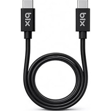 Nacario Bix BX-UC02C 60W Type-C To Type-C Hızlı Şarj Data Kablosu 1.2 Metre Siyah