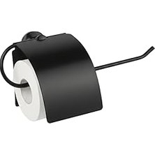 Nacario Yapışkanlı Tuvalet Kağıdı Askısı | Kapaklı Paslanmaz Metal Wc Kağıtlık | 10 * 10 cm Siyah Renk | De