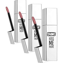 Nacario Shine Kiss Me More Uzun Süre Kalıcı & Parlak Bitişli Likit Ruj 005 Bare Beauty (3 Paketi)