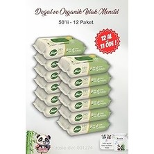 Nacario 12 Al 11 Öde Sleepy Doğal Organik Islak Mendil 50'li Rosie Pamuk