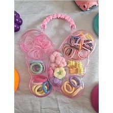 Nacario Kız Çocuk Kutulu Toka Seti Pembe Çocuk Toka Perma Lastik Tokalar Penye Tokalar