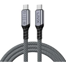 Nacario Livx Fast USB 4.0 40GBPS, 240W, 8K60Hz Usb4.0 Usb-C Kablosu 1.5 Metre Gri Klv-1.5