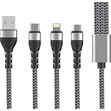 Nacario Zore Bax 3 In 1 USB Kablo 1.2m Siyah