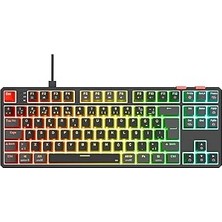 Nacario Yoru Tkl Siyah/gri Type-C Bağlantılı Outemu Red Swich Q Mekanik Klavye Rgb