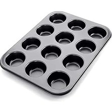 Nacario Sogud 12'li Muffin Kalıbı - Yapışmaz Metal Cupcake Kalıbı - Fırına Uygun Kek Muffin Pişirme Teps