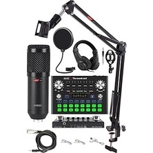 Nacario Lastvoice BM800 Live Head Set Efektli Ses Kartı Mikrofon Kulaklık Stand Kayıt Yayın (Pc