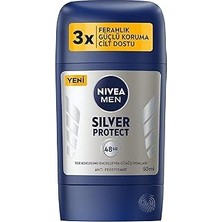 Nacario Nivea Men Erkek Stick Deodorant Silver Protect 50 Ml, Ter Ter Kokusna Karşı 72 Saat Anti-Perspir
