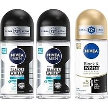 Nacario Nivea Men Erkek Roll On Deodorant Black&white Invisible Fresh 50 ml X2 + Nivea Kadın Roll On Deodor