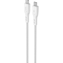 Nacario Knit 60W Hızlı Şarj Destekli, Type-C To Type-C Şarj Data Aktarım Kablosu, 1 Metre, Beyaz
