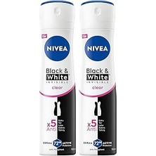Nacario Nivea Kadın Sprey Deodorant Black&white Invisible Clear 150 Ml,72 Saat Terleme Ter Kokusuna Karş