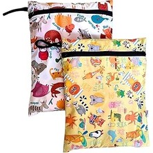Nacario Yorni 2 Adet, 37 x 30 Cm, Summer Zoo Desen, Sıvı Geçirmeyen Çok Amaçlı Çanta, Ekonomik Set, Yıka
