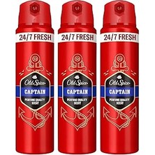 Nacario Captain Erkek Sprey Vücut Deodorantı 150 ml 3lü Paket