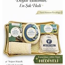 Nacario 5'li Hediye Banyo Seti – 4 Adet Türk Hamam Zeytinyağlı Sabun - 1 Adet Süngerli Sabun Kabak Lifli