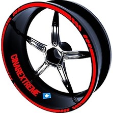 Nacario 4 Parçalı Kesikli Tasarımlı Bayrak Kırmızı Jant Şeridi Sticker