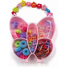 Nacario Şekilli Pembe Saç Aksesuarları Seti, Renkli Lastikler, Tokalar Scrunchie, Kız Çocukları