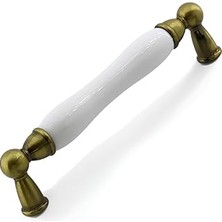 Nacario Domaniç Porselen Antik Sarı Kulp 128 mm Mobilya Çekmece Mutfak Dolabı Dolap Kapak Kulplar Kulb Kulp