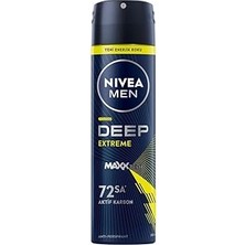 Nacario Nivea Men Erkek Sprey Deodorant Deep Extreme 150ML, 72 Saat Anti-Perspirant Ter Koruması, Enerjik K