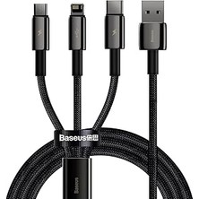 Nacario Tungsten Gold 3'ü 1 Arada Kablo, Usb'den Mikro Usb'ye/usb-C'ye/lightning'e 3,5A, 1,5 M