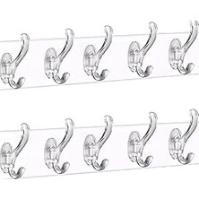 Nacario Aee® 2 Adet Şeffaf Duvar Askısı 5'li Iz Bırakmayan Güçlü Yapışkanlı Askı Kapı Arkası Banyo Mutfak D