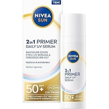 Nacario Nivea Sun SPF50 Nemlendirici Primer 30ML, Makyaj Bazı, Hyaluron, Antioksidan, Yüksek Güneş Ko