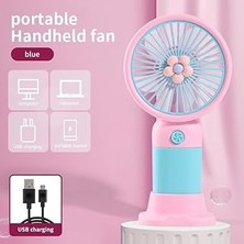 Nacario Pdateknoloji Çiçek Tasarımlı Taşınabilir,şarjlı,mini El Fanı Pembe/mavi DD5017APM