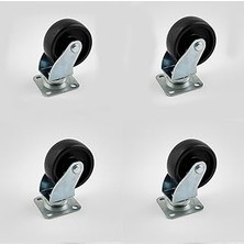 Nacario 4'lü Set Tablalı Dönerli Mobilya Tekerleği 50 mm Siyah Renk Dayanıklı Yük Taşıma Sanayi Tekeri Set