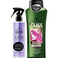 Nacario Gliss Elektriklenmeye Karşı Bakım Sütü + Bio-Tech Restore Şampuan, 525 Ml, Set
