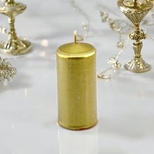 Nacario Baton Mum Metalik Kaplama Gold Silindir Dekoratif Mumu Kandil Hediyelik Mumlar Şamdan Kokusuz 8 cm