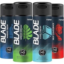 Nacario Blade Erkek Deodorant 4X150 ml (Self Confidence,green Dream,marine Fresh,cool Fresh)