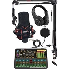 Nacario Gmx-1 Platinium Head Set Condenser Mikrofon Ses Kartı Kulaklık Yayın Paketi