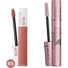 Nacario New York Lash Sensational Sky High Maskara + Super Stay Matte Ink Unnude Likit Mat Ruj -