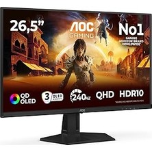 Nacario Aoc Q27G41ZDF 26.5 Inch Wqhd Monitor 240Hz, Qd-Oled Panel, 0.03MS Gtg, Adaptive Sync, HDR10, G-Sync