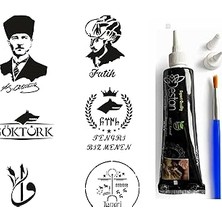 Nacario Atatürk Fatih Hint Kınası ile Geçici Dövme Yapma Seti Fırça Hediyeli