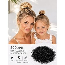 Nacario 500 Adet Siyah Saç Örgü Lastiğitoka Seti Lastik Toka Seti, Lastik Toka Seti, Toka Organizer, Toka,