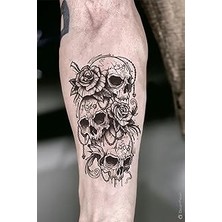 Nacario Bearpear Kurukafa Geçici Dövme Skull Tattoo