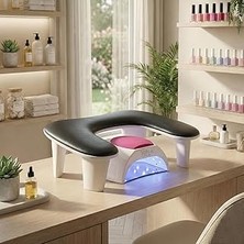 Nacario Oval U Tipi Ergonomik Manikür Sehpası Siyah Manikür Kol Desteği U1B