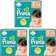Nacario Bebek Bezi Aktif Bebek 3 Beden 34 Adet Standart Paket 3lü Paket