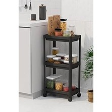 Nacario 3 Katlı Tekerlekli Raf Ünitesi - Banyo & Mutfak Organizer - Çok Amaçlı Servis Sehpası - Dar Alanlar