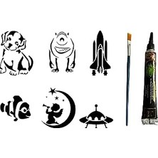 Nacario Çocuksu Desenler 6 Adet Şablon Hint Kınası Geçici Dövme Seti