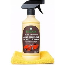 Nacario Terlans Araç Temizleyici & Parlatıcı Hızlı Cila 500 ml Sprey + Mikrofiber Bez | Boyalı Yüzey, Plast