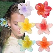 Nacario Çiçekli Saç Tokası, 6 Adet Flower Hair Clips, Plumeria Flower Hair Claw Clips, Kalın Saçlar Için Pe