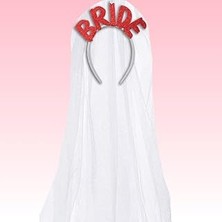 Nacario Süsle Bebek Parti Bride Tüllü Taç - Kırmızı