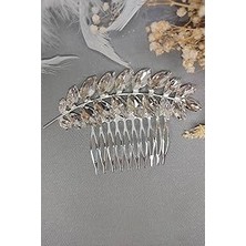 Nacario Taraklı Kristal Taşlı Gümüş Rengi Gelin Tokası 1 Adet