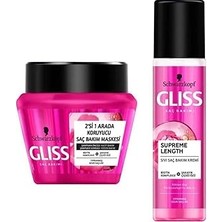 Nacario Gliss Supreme Length Saç Maskesi 300 ml + Sıvı Saç Kremi 200 ml Set