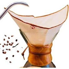 Nacario (2 Adet) Yıkanabilir, Kumaş Chemex Kahve Filtresi AĞARTILMAMIŞ%100 Ham Pamuk, Organik, Ekolojik Fil
