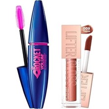 Nacario New York Volum' Express Rocket Ekstra Siyah Maskara + Lifter Gloss Nemlendirici Dudak Pa