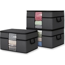 Nacario 3 Adet Pencereli Yastık Saklama Hurcu - Mega Boy Yorgan Hurç Organizer Düzenleyici - 75 x 40 x 40 C