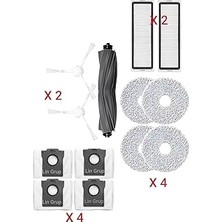 Nacario Dreame L10 Prime RLL11GC Yedek Parça Seti, 2 Fırça, 2 Hepa Filtre, 4 Toz Torbası