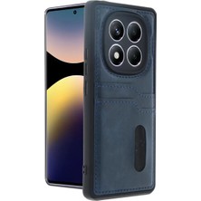Aslanoğlu Store Xiaomi Redmi Note 14 Pro 4g Kılıf Sara Kartvizitli Deri Kılıf - Lacivert